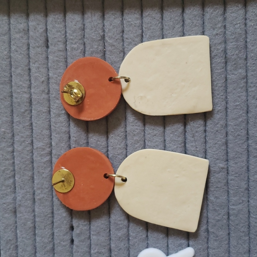 Handmade Rainbow Polymer Clay Earrings - Picture 3 of 3